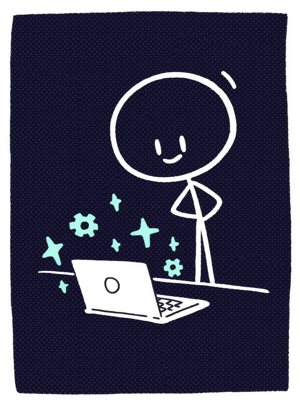 Palito proud next to the laptop he built himself