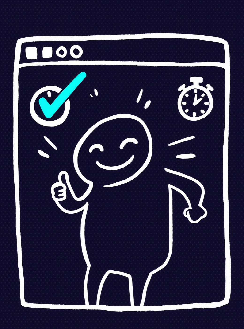 Palito celebrating next to a fast, checked-off site